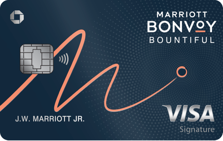 MARRIOTT BONVOY BOUNTIFUL Credit Card. Contactless icon. VISA Signature.