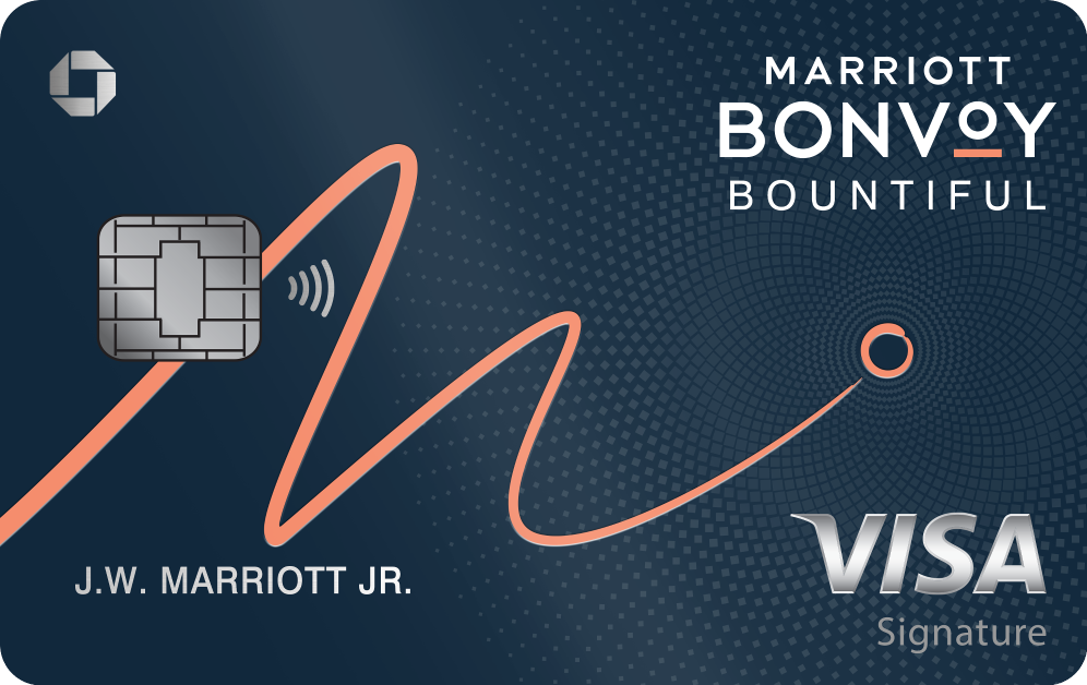 MARRIOTT BONVOY Bountiful Credit Card. Contactless icon. VISA Signature.