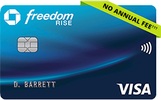 Chase Freedom Rise Credit Card. NO ANNUAL FEE. Contactless icon. VISA