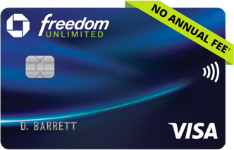 Chase Freedom Unlimited Credit Card. NO ANNUAL FEE. Contactless icon. VISA