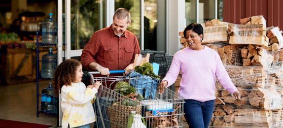 A young family at the grocery store