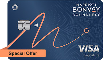 MARRIOTT BONVOY BOUNDLESS Credit Card. Contactless icon. VISA Signature. Special Offer.