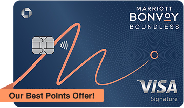 MARRIOTT BONVOY BOUNDLESS Credit Card. Contactless icon. VISA Signature. Our Best Points Offer!